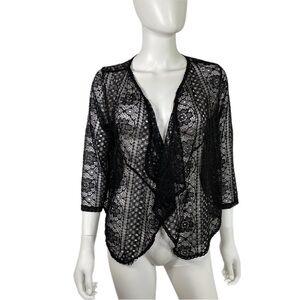 Black Lace See-through Shawl Cardigan Shrug